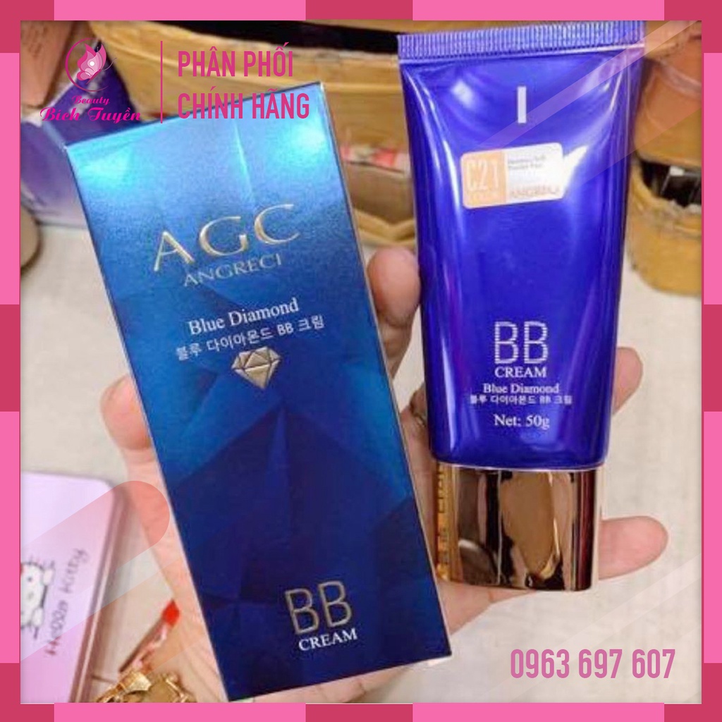 Kem Nền Trang Điểm AGC ANGRECI BLUE DIAMOND Hàn Quốc Kiềm Dầu Che Khuyết Điểm 50g