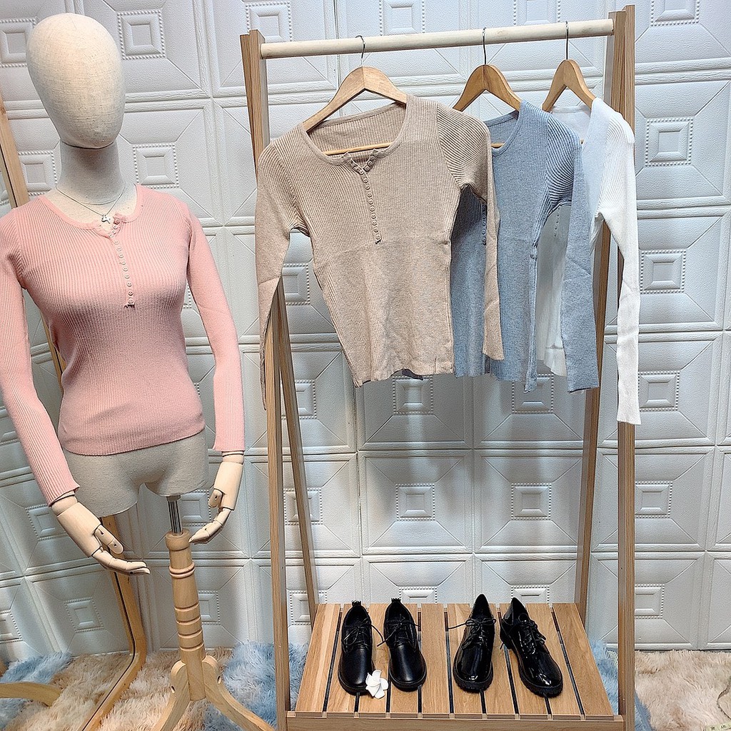 1Z12 Áo len tăm cúc ngực 12 cúc nhỏ phong cách Hàn Quốc Freesize 1026 | BigBuy360 - bigbuy360.vn