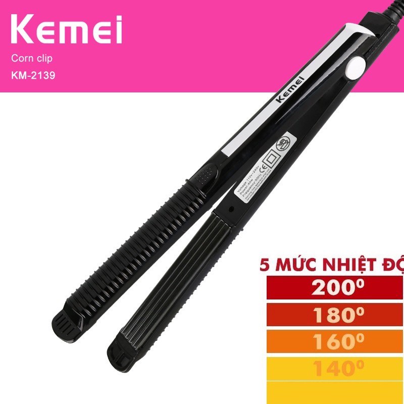 Máy duỗi tóc,uốn tóc 5 mức chỉnh nhiệt KEMEI 2139 cao cấp-hãng phân phối