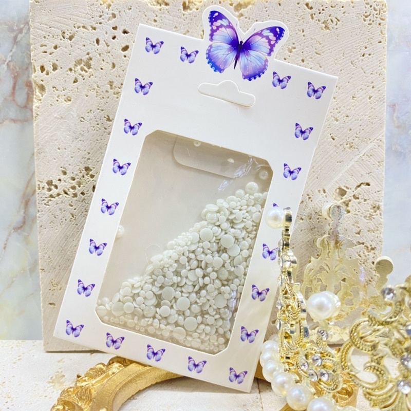 charm trai nữa trắng/7màu mix size đính móng