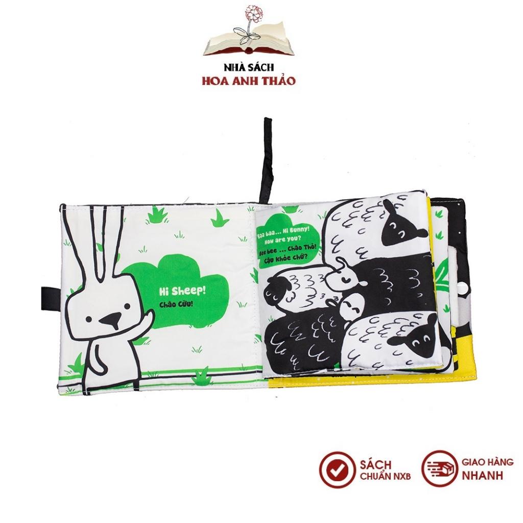 Bộ sách vải cho bé Đi Nào Thỏ Trắng và thẻ kích thích thị giác Lalala Baby phát triển toàn diện