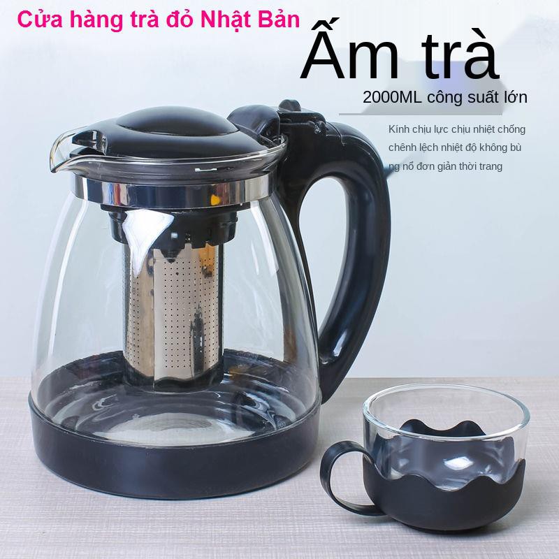 Bộ ấm trà thủy tinh chống cháy 2000ml 1000ml đun nước1