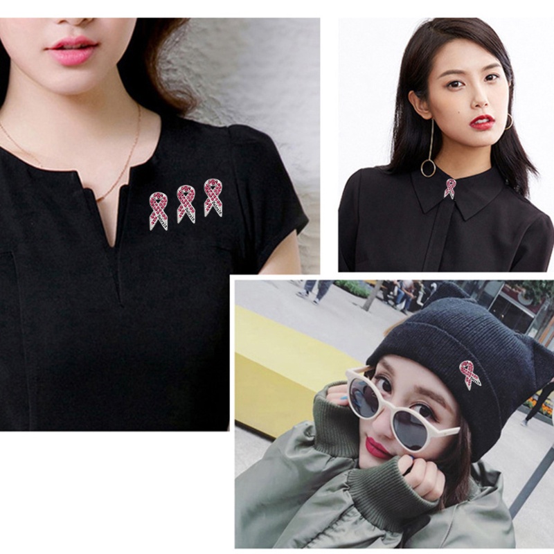 Móc Khóa Đính Đá Ruy Băng Hồng ONERI Dùng Để Trang Trí Quần Áo