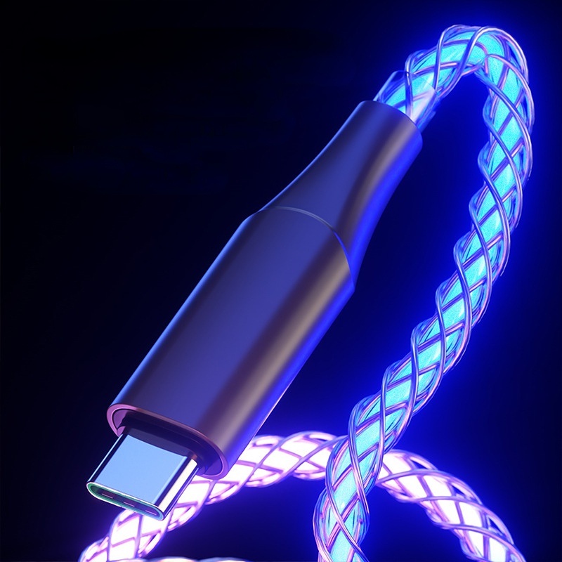 Cáp Sạc Nhanh 66W Có Đèn LED RGB Cổng Micro USB / Type-C Cho iPhone Huawei xiaomi Samsung OPPO