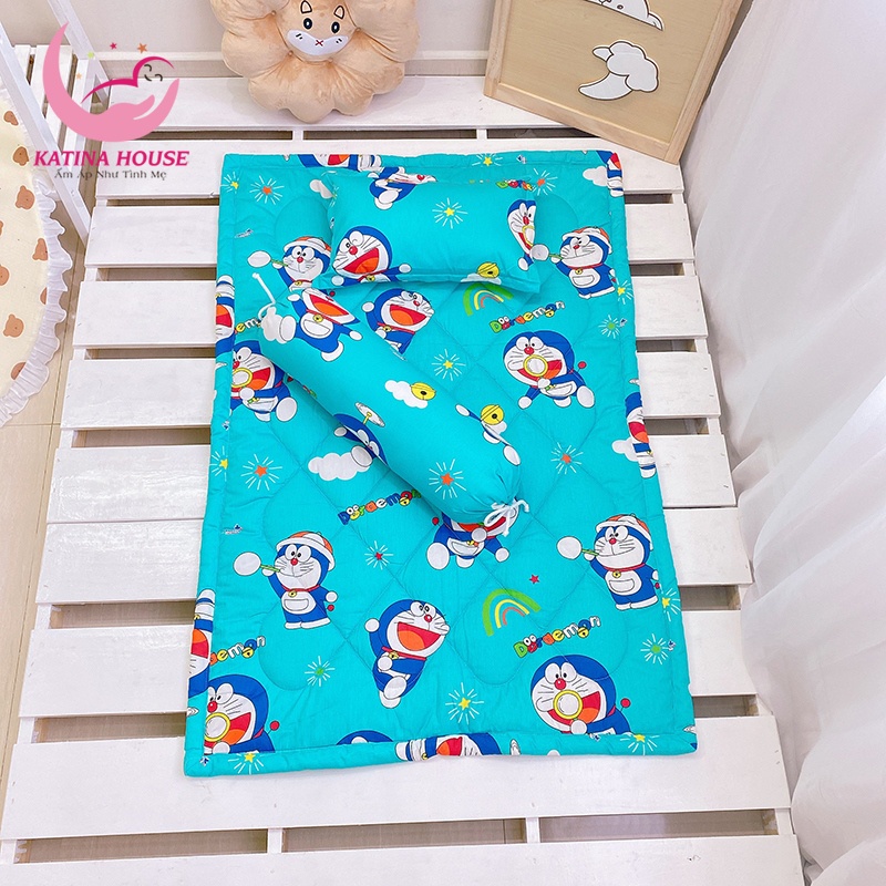 [Tặng kèm túi]Bộ nệm gối cho bé đi học mẫu giáo 80x120cm, vải Thắng Lợi mềm mát, nhiều họa tiết hoạt hình gần gũi thân t