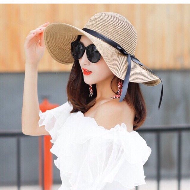 (GIÁ SỈ) Mũ cói vành rộng nơ dài