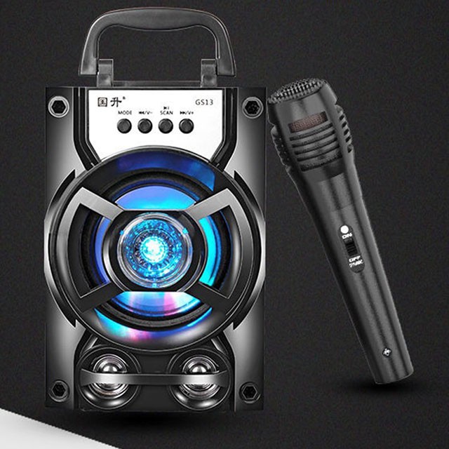 Loa Bluetooth mini GS13 ❤️TẶNG KÈM MIC❤️ Loa Karaoke Không Dây Led Nháy Siêu Đẹp, Âm Thanh 3D sống động.