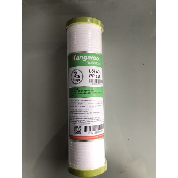 Bộ 3 lõi lọc nước Kangaroo số 1, 2, 3.Dùng cho các máy lọc nước. Máy lọc nước RO.