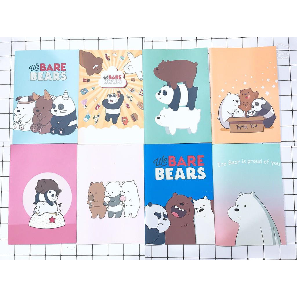 Vở ba anh em gấu S7VI20 tập bare bear vở hoạt hình sổ hoạt hình 25x17cm 80 trang giấy đẹp