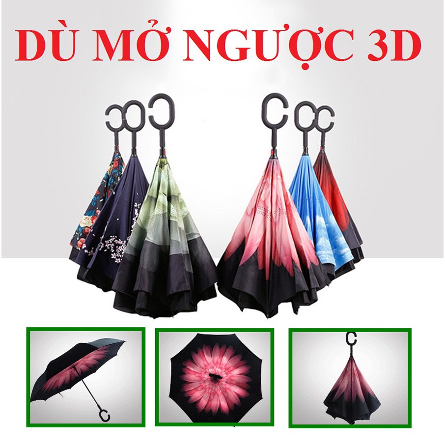 Ô dù mở ngược 3d hàng đẹp ,  ô mở ngược đi ô tô