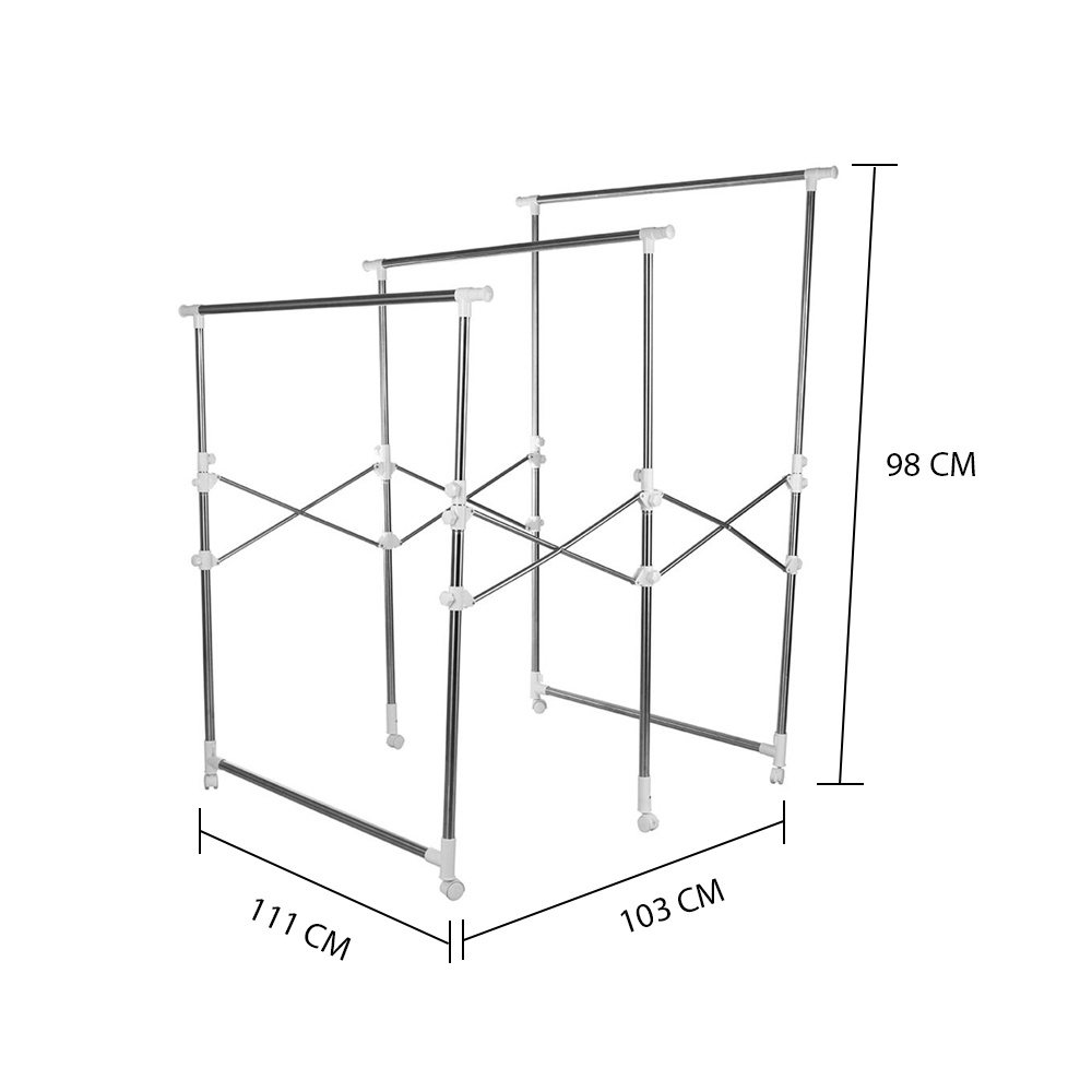 HomeBase PLIM Cây phơi đồ sào phơi đồ 3 thanh treo có thể gấp gọn YLT-0388B W51xH29xD114cm