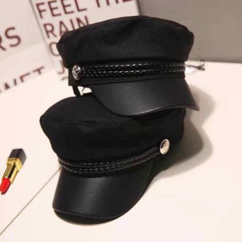 [HÀNG XỊN, GIÁ TỐT] Nón Baret Nồi Đen Vành Da Phong Cách Thủy Thủ Hàn Quôc - Mã NV008