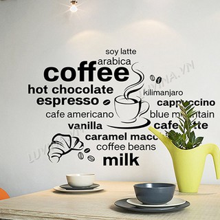 Decal dán tường trang trí phòng ngủ,quán cafe,văn phòng- Chữ coffe