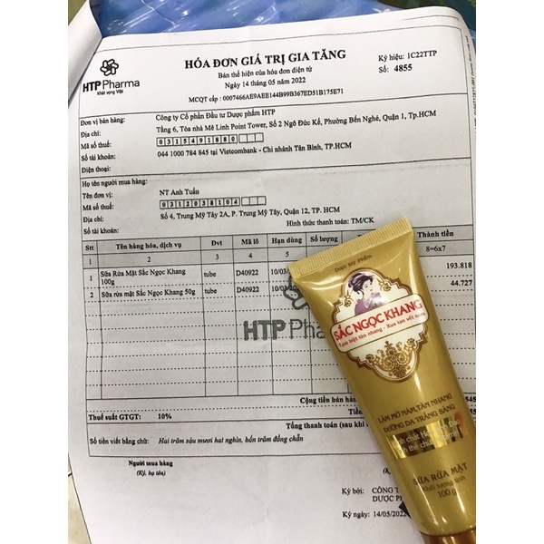Sữa rửa mặt Sắc Ngọc Khang 100g