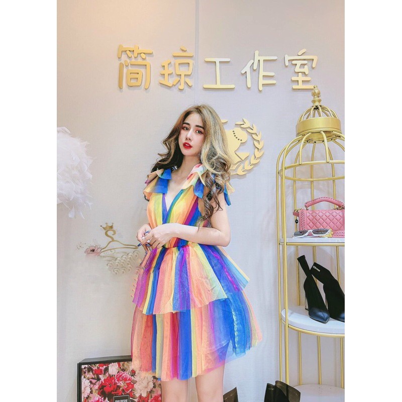 đầm phối màu nơ