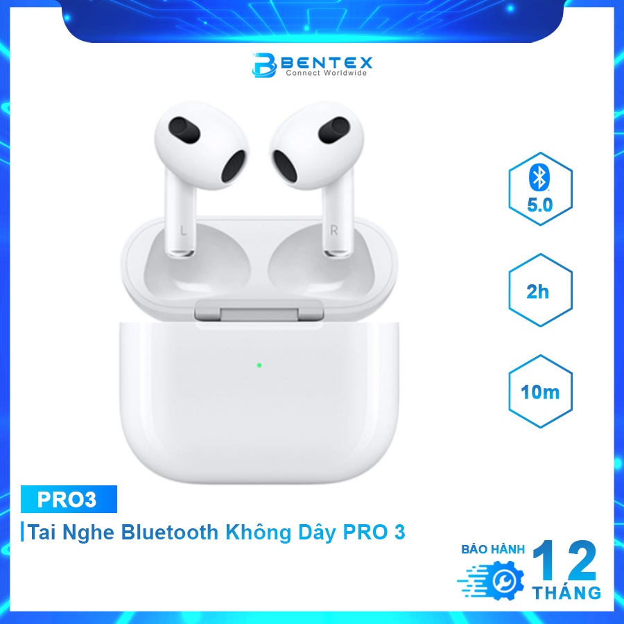 Tai Nghe Bluetooth Không Dây AP 3 TWS 5.0 Pin Dung Lượng Cao Âm Thanh Nghe Nhạc Chất Lượng BH 12Th - BENTEX