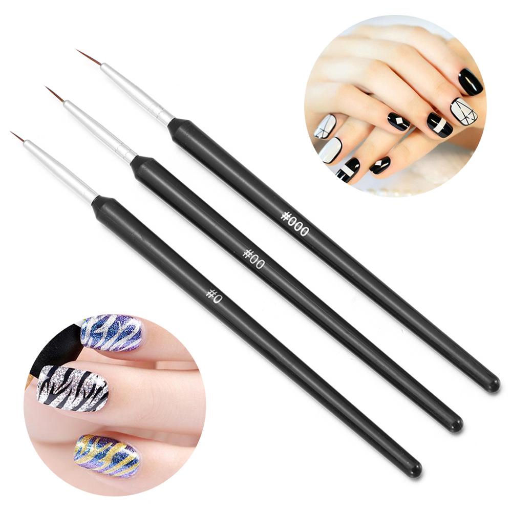 SHOOGIX Bộ 3 Cọ Vẽ Móng Tay Siêu Mỏng Thời Trang