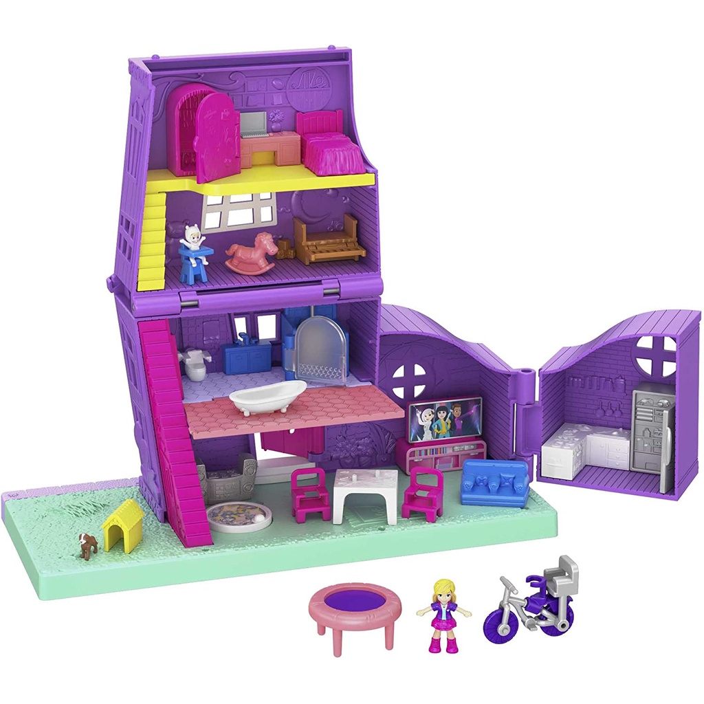 Polly Pocket Pollyville Pocket House Playset with 10+ Accessories GFP42 Bộ Đồ Chơi Nhà Búp Bê Pollyville Bỏ Túi Kèm Phụ Kiện 10 Món GFP42