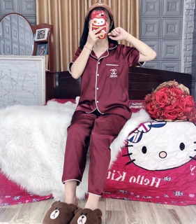 ( Freesize Lụa ) Đồ Bộ Pijama Lụa - Tay Ngắn Quần Dài