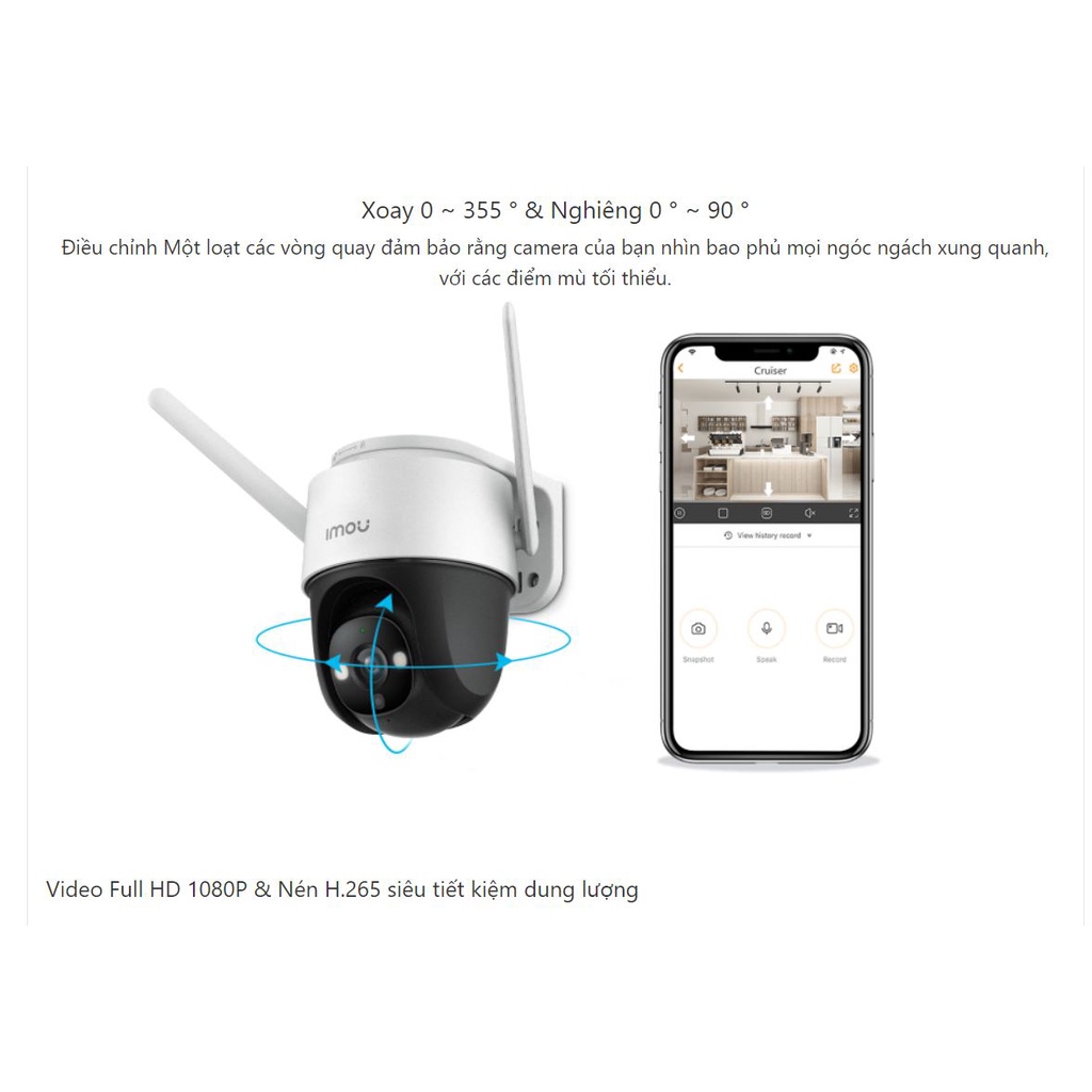 Camera Wifi ngoài trời có màu ban đêm, xoay 360 độ, IMOU CRUISER 4MP IPC-S42FP, chính hãng bảo hành 24 tháng