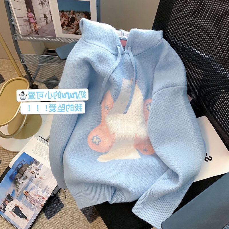 Áo Hoodie Dày Dặn Mềm Mại Dáng Rộng Phong Cách Retro Nhật Hàn Cho Nữ