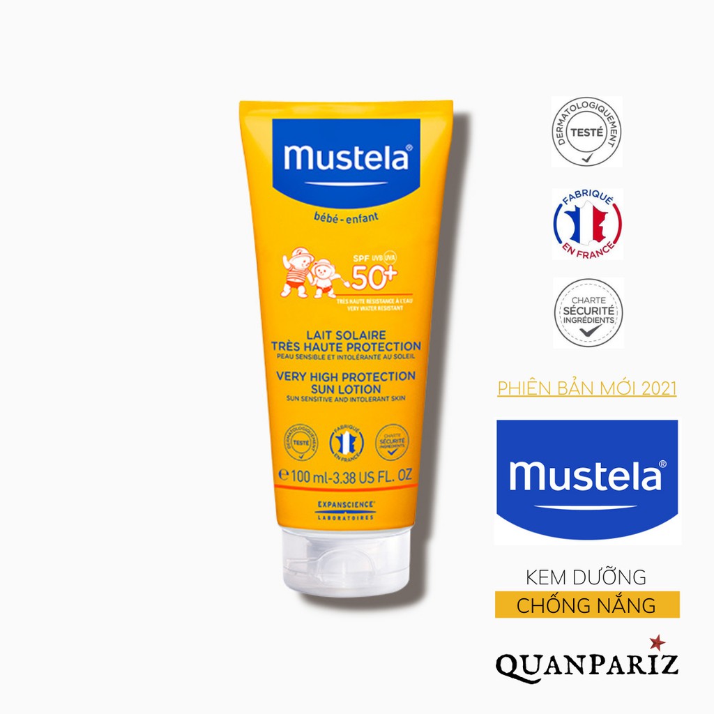 Kem Chống Nắng Cho Trẻ Sơ Sinh & Em Bé Mustela SPF 50+ (Very High Protection Sun Lotion) 100ml