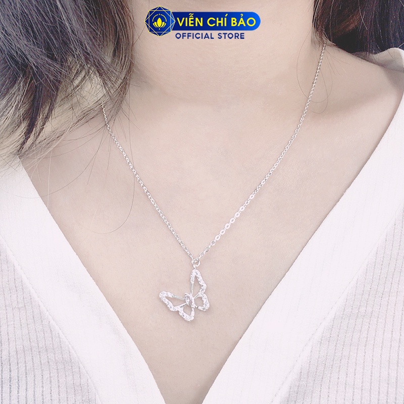 Dây chuyền bạc nữ Cánh bứm đính đá, vòng cổ nữ hồ điệp bạc 925 thời trang phụ kiện trang sức nữ Viễn Chí Bảo D400370B