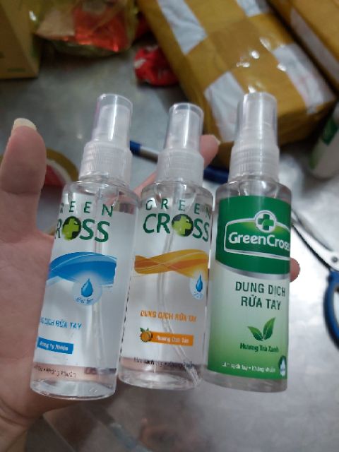 Có sẵn Nước rửa tay khô green cross dung dịch 100ml và 250ml