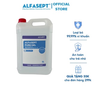 Dung dịch rửa tay khô alfasept pure gel phù hợp với da nhạy cảm, giúp diệt khuẩn, tăng cường dưỡng ẩm can 5l