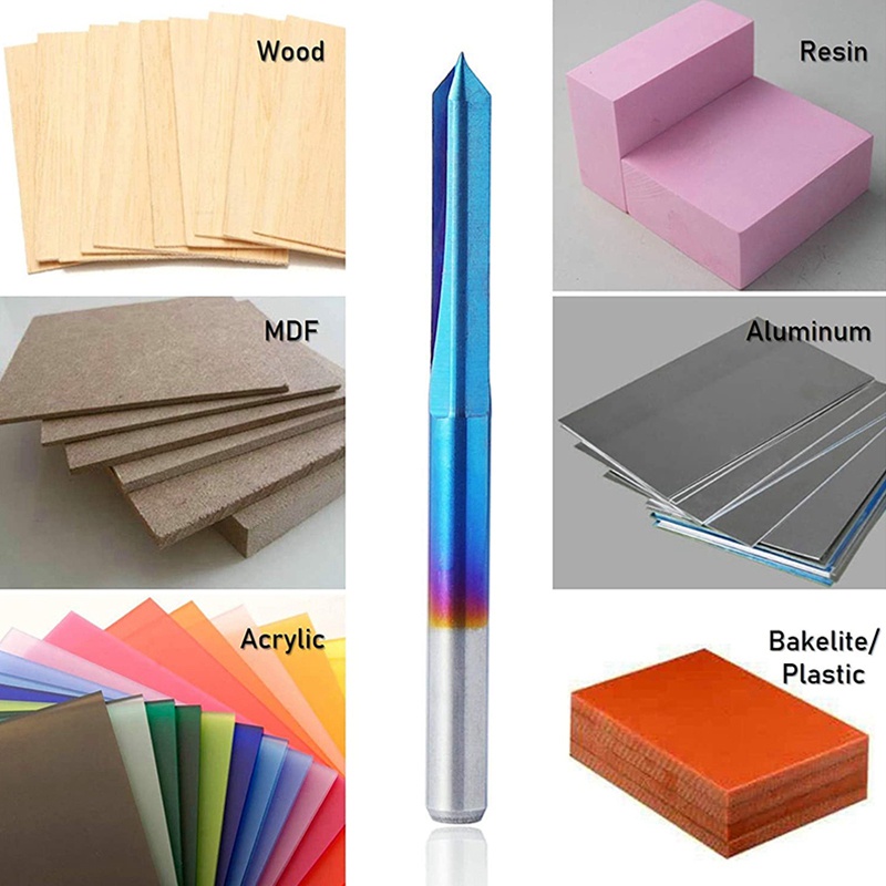 Set 10 Mũi Khoan Thẳng Rãnh Chữ V 60 Độ 2 Rãnh 1 / 8inch Đầu 0.1mm Bits