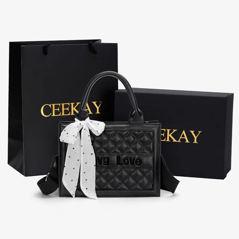 Túi Xách Nữ CEEKAY Dạng Hộp Có Quai Cầm Kèm Khăn Lụa Không Full Box
