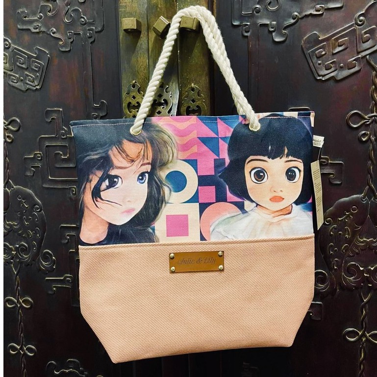 Túi Tote Vải Canvas In Hình Chân Dung Kymviet 100% Handmade, Thiết Kế Thời Trang, Đựng Đồ Đa Năng