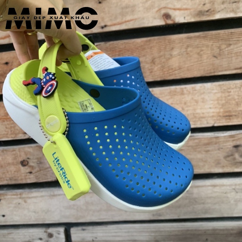 Dép sục Cross Literide trẻ em màu xanh cốm cực êm nhẹ, chống trơn trượt cho bé - Tặng 10 jibit