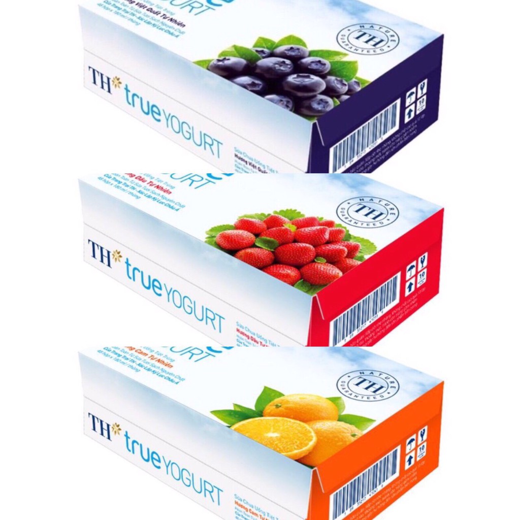 Thùng 48 hộp 180ml Sữa chua uống tiệt trùng TH True Yogurt ( Cam, Dâu, Việt Quất)