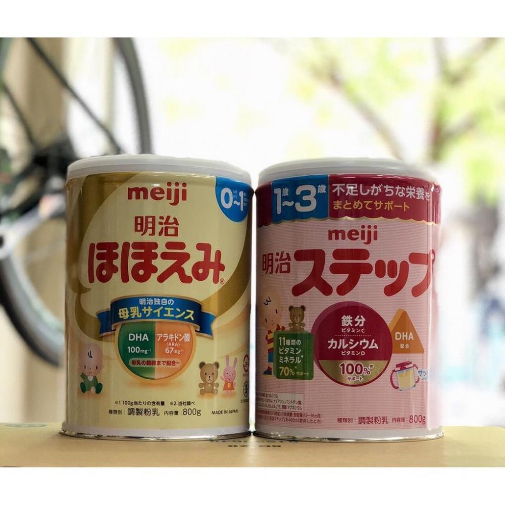 Lon đựng Sữa Meiji nội địa Nhật cho bé số 0-1/số 1-3 hộp sắt 800gr và dạng thanh (Date mới nhất)