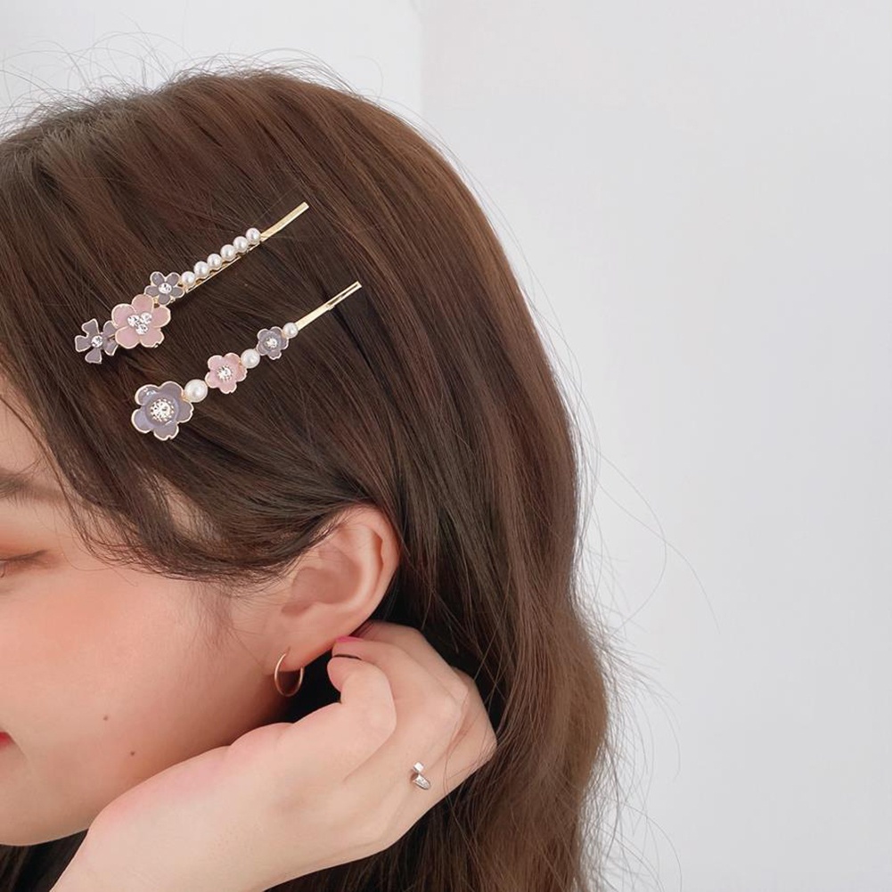Set 2 Kẹp Tóc Đính Ngọc Trai Giả Thời Trang Cho Nữ