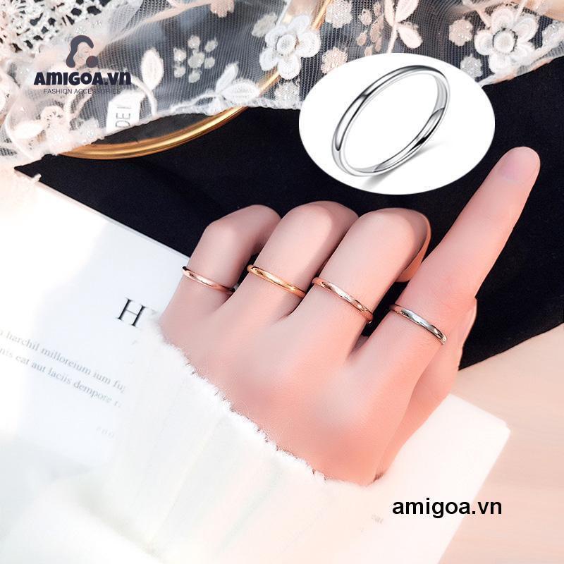 ✨✨Nhẫn Thép Titan Màu Vàng Hồng/Bạc Đính Đá Thời Trang Dành Cho Nữ