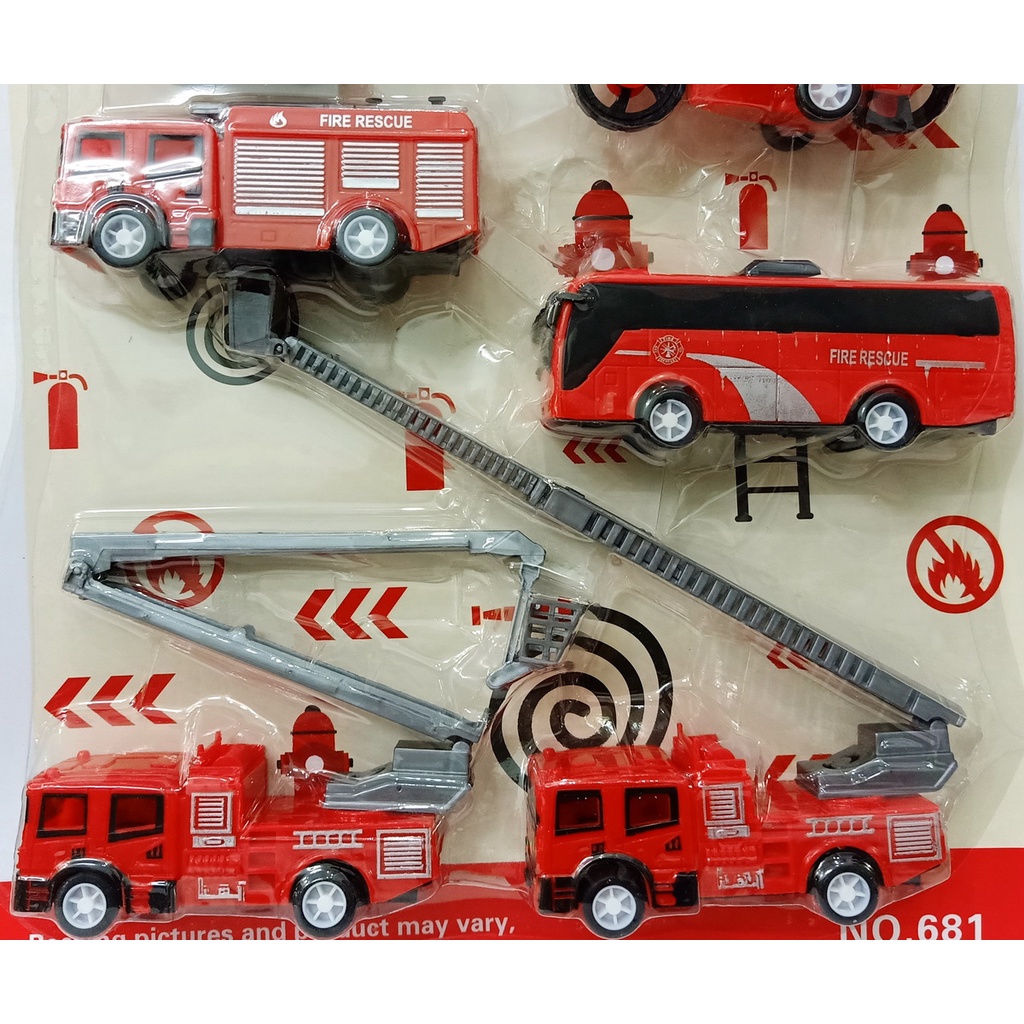 Hộp 10 xe ô tô đồ chơi cứu hỏa, cảnh sát, quân sự, máy bay, xe tăng cho các bé trai