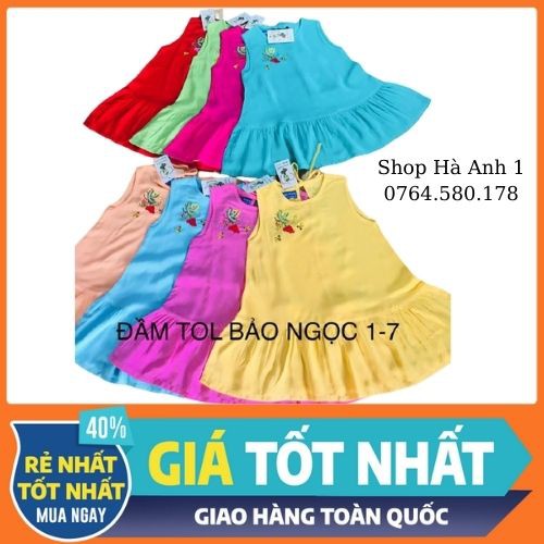 Váy đầm Bảo Ngọc cho bé gái từ 8 đến 25 ký, vải tone/tole/tôn/lanh Việt Thắng (Mẫu cũ)