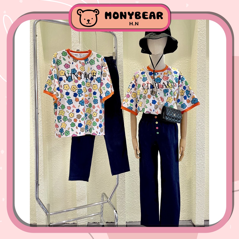 Set Áo Phông Hoa Phối Quần Jean Năng Động, Cá Tính - HN252