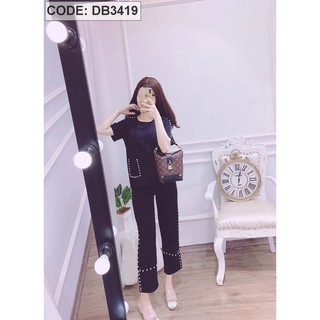 ( ĐỒ NỮ ĐẸP ) SET BỘ ĐEN QUẦN ỐNG SUÔNG RỘNG CAO CẤP