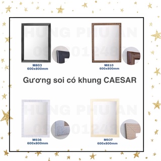 Gương soi treo tường có khung vân gỗ hoa văn CAESAR 60x80cm và 50x70cm