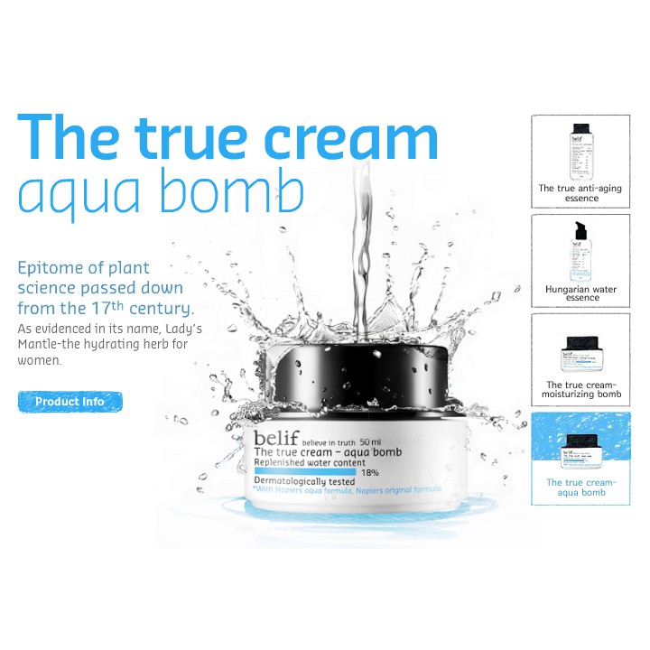 Kem dưỡng Belif The True Cream Aqua Bomb và Moisturizing Bomb minisize 10ml