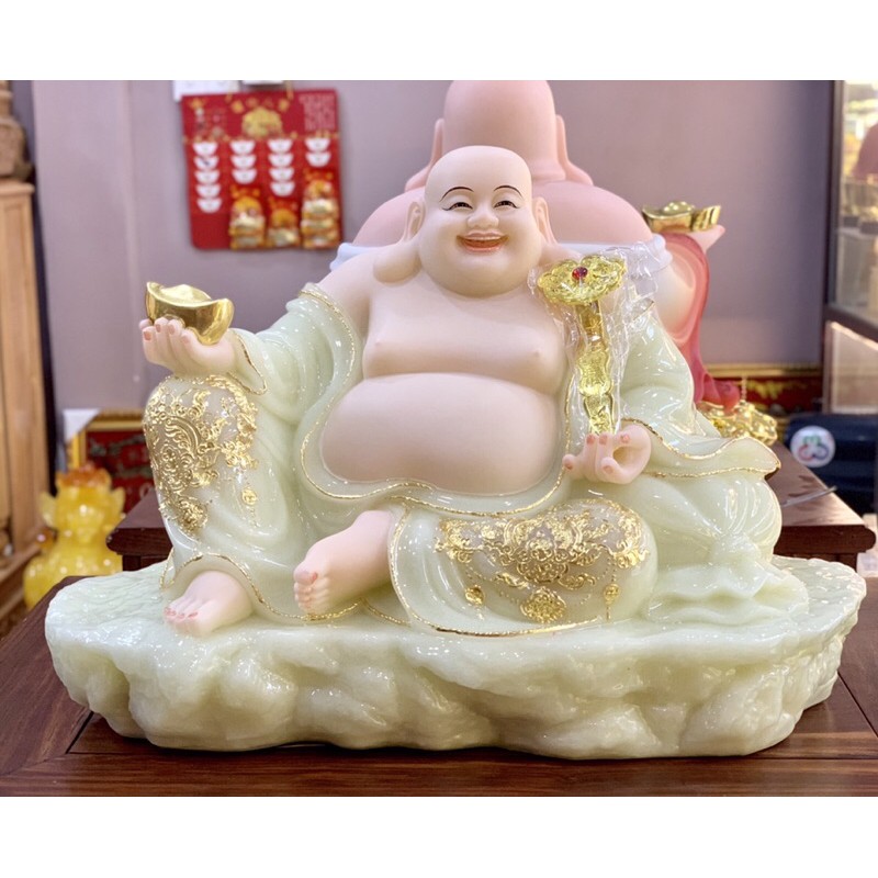 Tượng Di lặc viên mãn đá xanh Ngọc