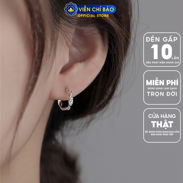 Bông tai nữ xoắn đính đá new chất liệu bạc 925 thời trang phụ kiện trang sức nữ Viễn Chí Bảo B000273