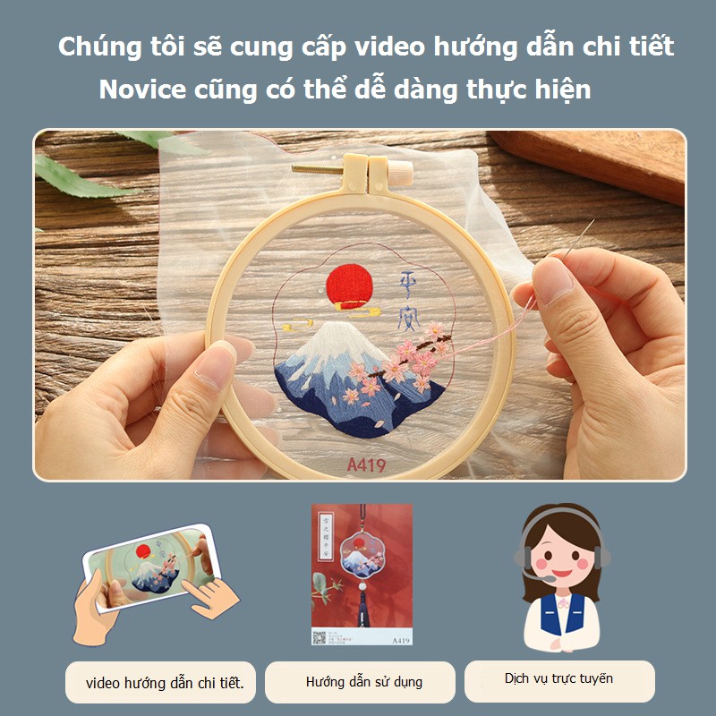 Thêu Handmade/Phụ Kiện/Mặt phụ kiện tranh treo móc khóa/túi xách kiêm thẻ kẹp sách thêu họa tiết cổ trang thủ công tự làm cho nữ