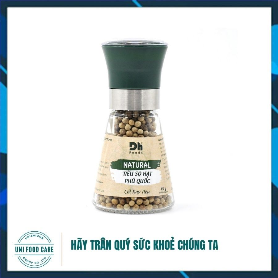 Hũ NATURAL Tiêu Sọ Hạt Phú Quốc - Cối Xay Tiêu Ceramic - Thương hiệu DH Foods