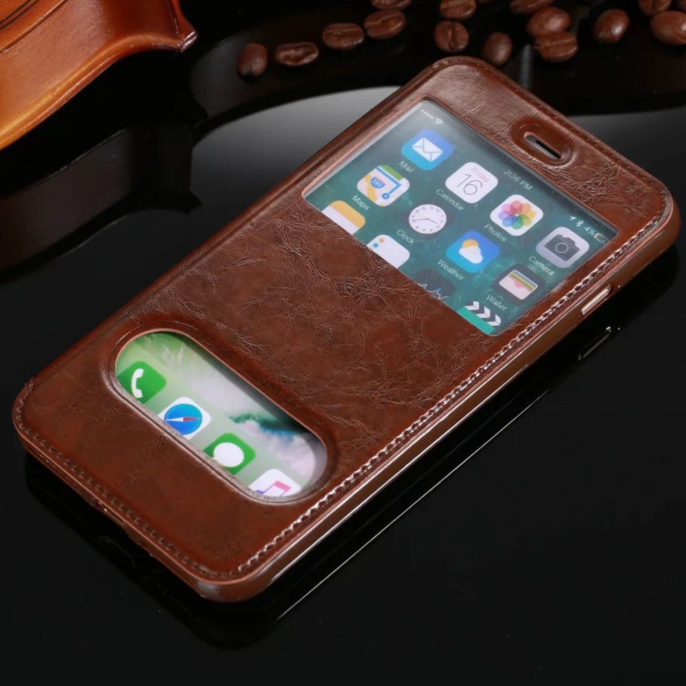 Ốp Điện Thoại Da Từ Tính Cửa Sổ Lật Cho Apple iPhone 6 6S 7 8
