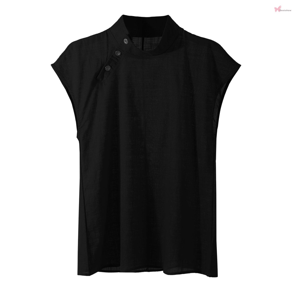 Đầm sát nách cổ đứng phối nút trước màu đen size 3XL (0026)