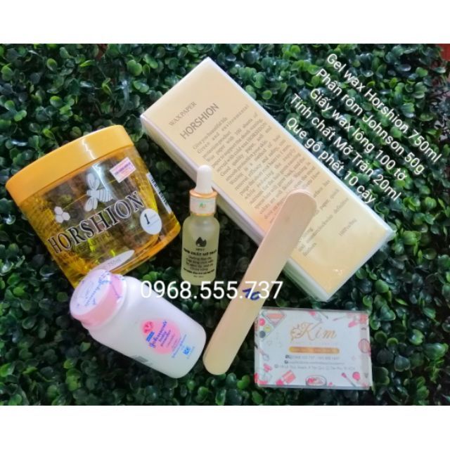 Set tẩy lông Gel wax lông lạnh Horshion Kèm Mỡ trăn 20ml Phấn 50g Kèm Giấy que